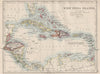 WEST INDIA ISLANDS. Caribbean Lucayas Caribbee Cuba. JOHNSTON 1900 old map