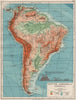SOUTH AMERICA PHYSICAL. Inset West-East cross section. JOHNSTON 1900 old map
