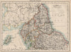 NORTHERN ENGLAND. Northumbs Durham Cumbs Westm N Yorks IOM. JOHNSTON 1903 map