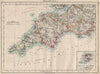 SOUTH WEST ENGLAND.Devon Cornwall Dorset Somerset.Telegraphs.JOHNSTON 1903 map