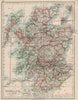 SCOTLAND. Counties. Undersea telegraph cables. JOHNSTON 1903 old antique map
