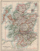 SCOTLAND. Counties. Undersea telegraph cables. JOHNSTON 1903 old antique map