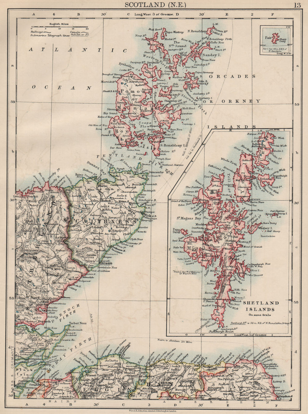 MORAY FIRTH. Caithness Elgin Shetlands Orkneys. Scotland. JOHNSTON 1903 map