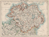 ULSTER. Antrim Down Armagh Cavan Tyrone &c. Northern Ireland.  JOHNSTON 1903 map