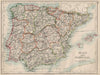 SPAIN AND PORTUGAL. Iberia. Provinces railways. Balearics.  JOHNSTON 1903 map