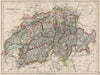 SWITZERLAND. Shows cantons & railways. Alps. Italian lakes. JOHNSTON 1903 map