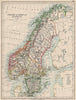 SCANDINAVIA. Sweden Norway.Railways Undersea telegraph cables. JOHNSTON 1903 map