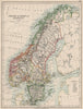 SCANDINAVIA. Sweden Norway.Railways Undersea telegraph cables. JOHNSTON 1903 map