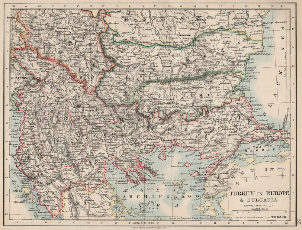 TURKEY IN EUROPE & BULGARIA. Rumili East Rumelia Balkans. JOHNSTON 1903 map