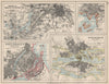 EUROPEAN CITIES. Berlin Copenhagen Stockholm Christiania/Oslo. JOHNSTON 1903 map