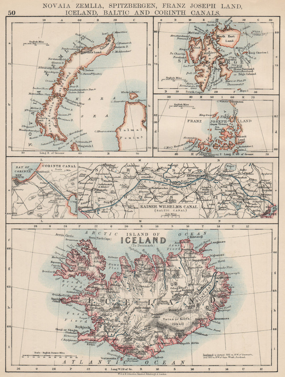 ARCTIC ISLANDS.Iceland Spitsbergen Franz Josef Land Novaya Zemlya 1903 old map