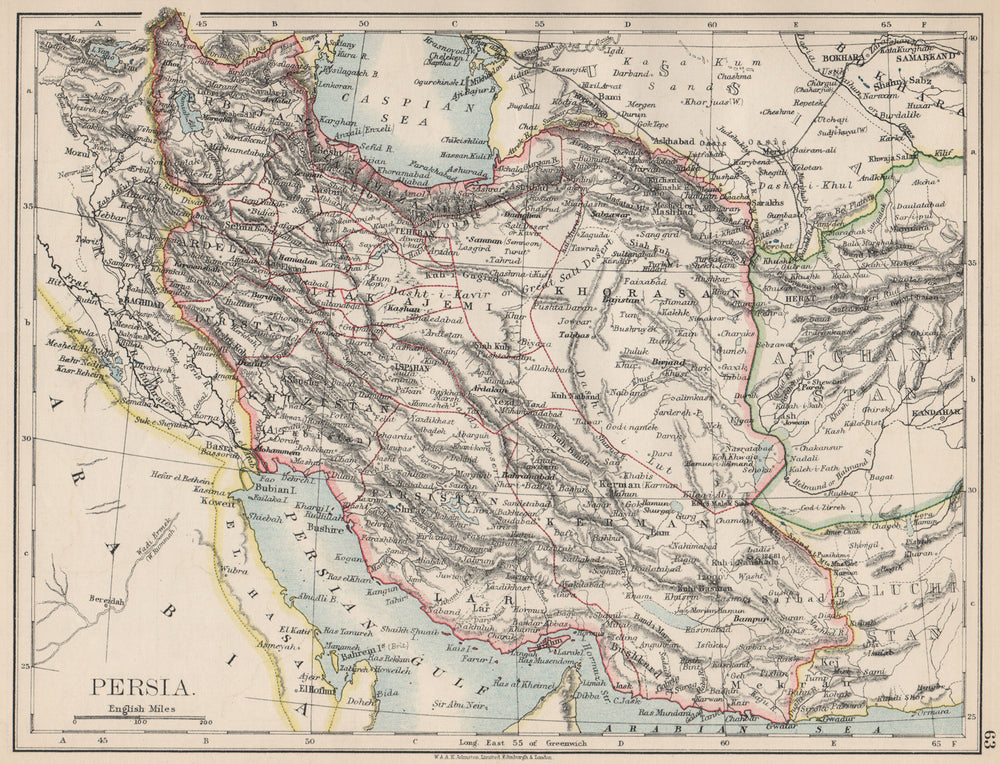 PERSIA. Showing provinces. Iran. Persian Gulf. Bushire.  JOHNSTON 1903 old map