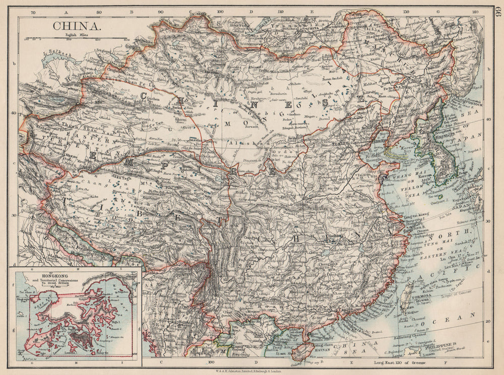 CHINESE EMPIRE. China East Asia Tibet Mongolia East Turkestan Korea 1903 map