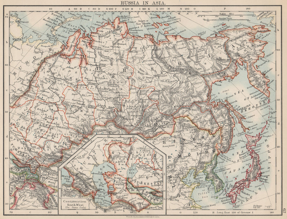 RUSSIA IN ASIA. Shows Trans-Siberian railway under construction  1903 old map