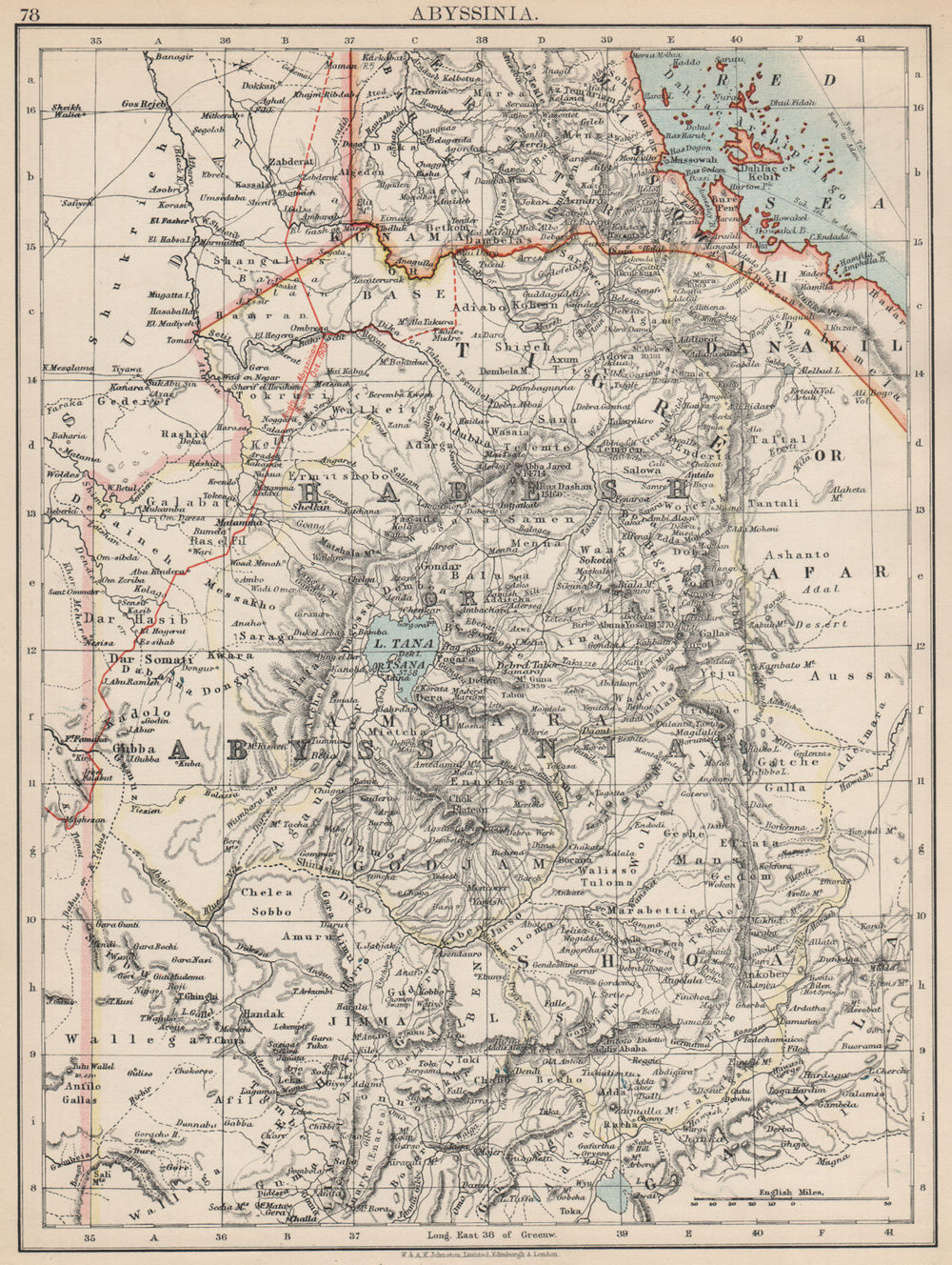 HABESH or ABYSSINIA. Tigre Amhara Shoa Godjam. Ethiopia. JOHNSTON 1903 old map
