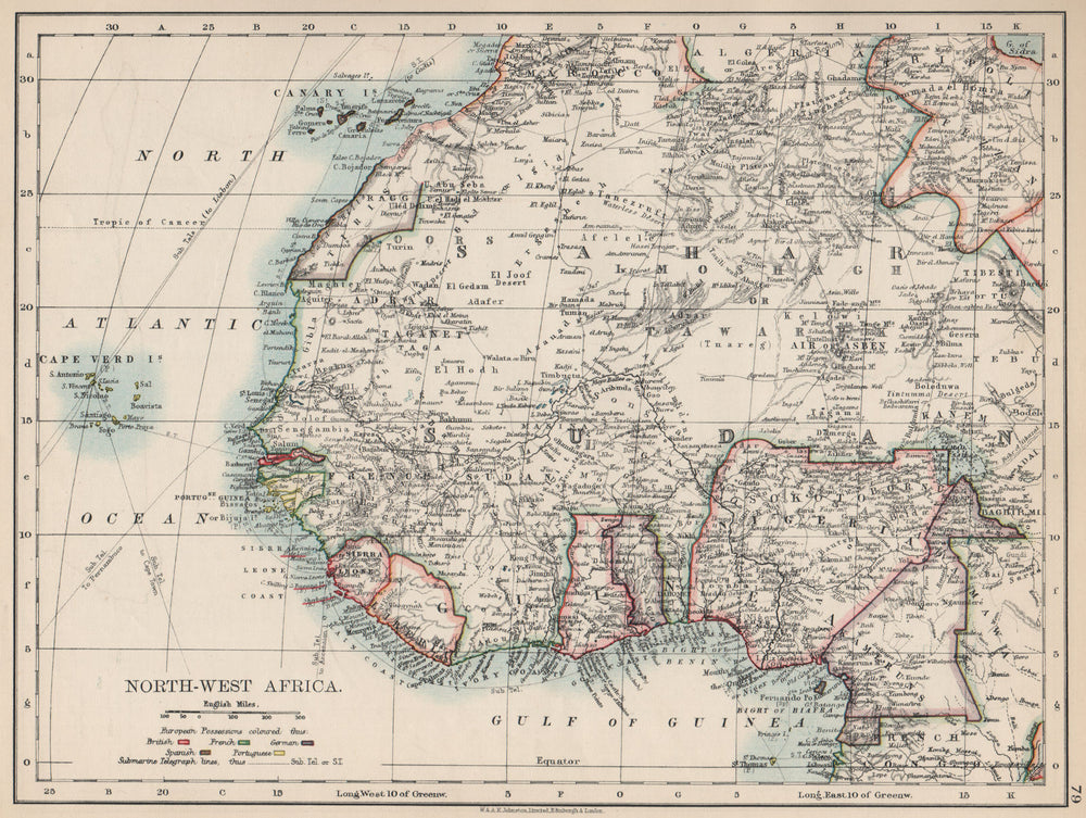 COLONIAL WEST AFRICA. Tribal areas. Caravan routes. Niger Coast Prot. 1903 map