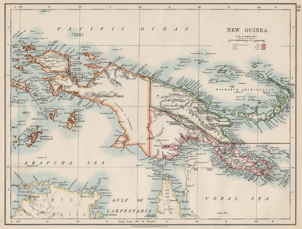 COLONIAL NEW GUINEA. Kaiser Wilhelm Land. British & Dutch New Guinea  1903 map