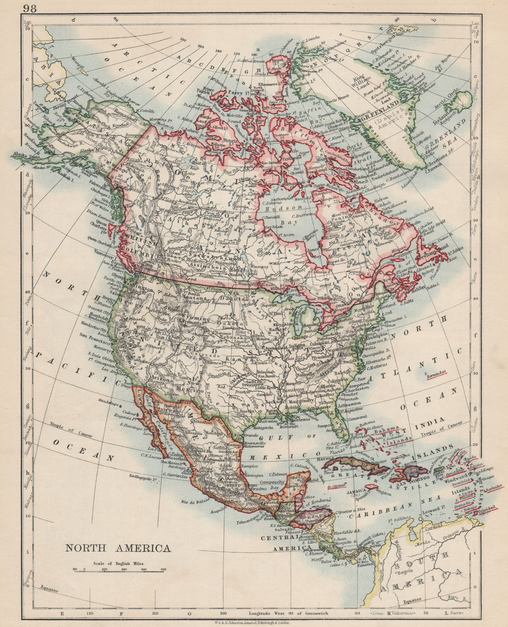 NORTH AMERICA POLITICAL. Greenland "Danish America" USA Canada Mexico 1903 map
