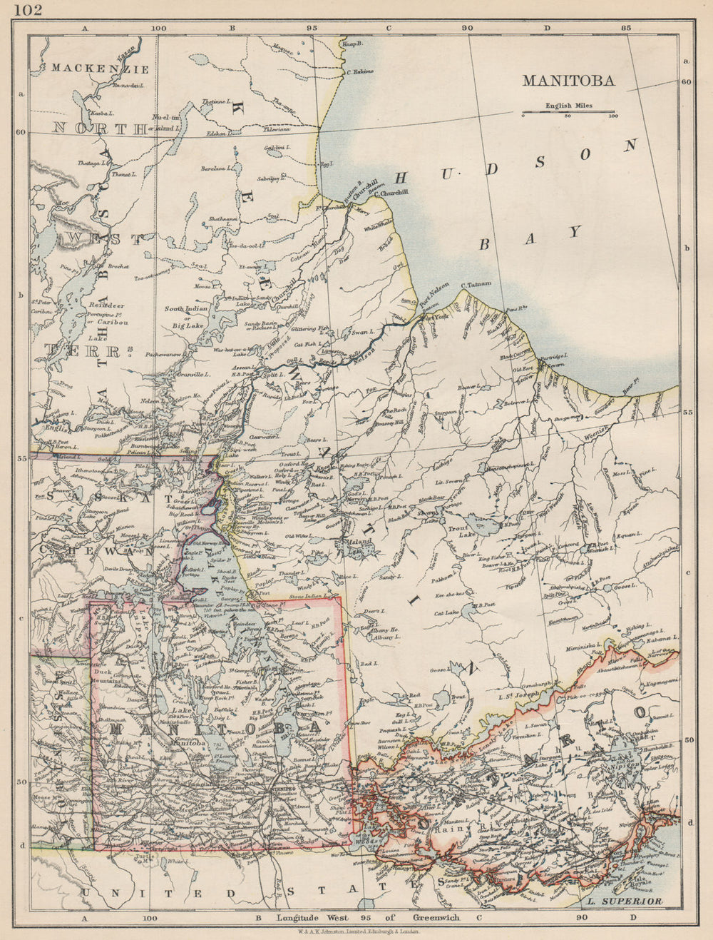 MANITOBA. Winnipeg Canadian Pacific Railroad Keewatin Canada.JOHNSTON 1903 map
