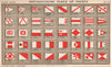 YACHT FLAGS. Red & White (3) 1902 old antique vintage print picture