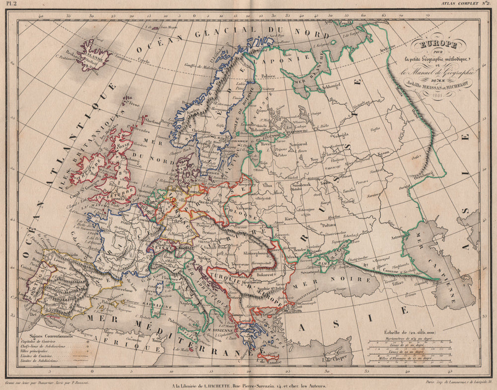 'Europe' by Meissas & Michelot. Ottoman Empire &c 1861 old antique map chart
