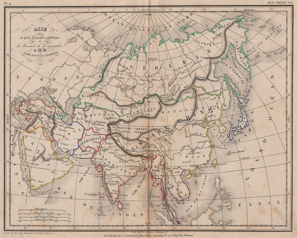 'Asie' by Meissas & Michelot. Asia. No Siam. China includes Korea 1861 old map