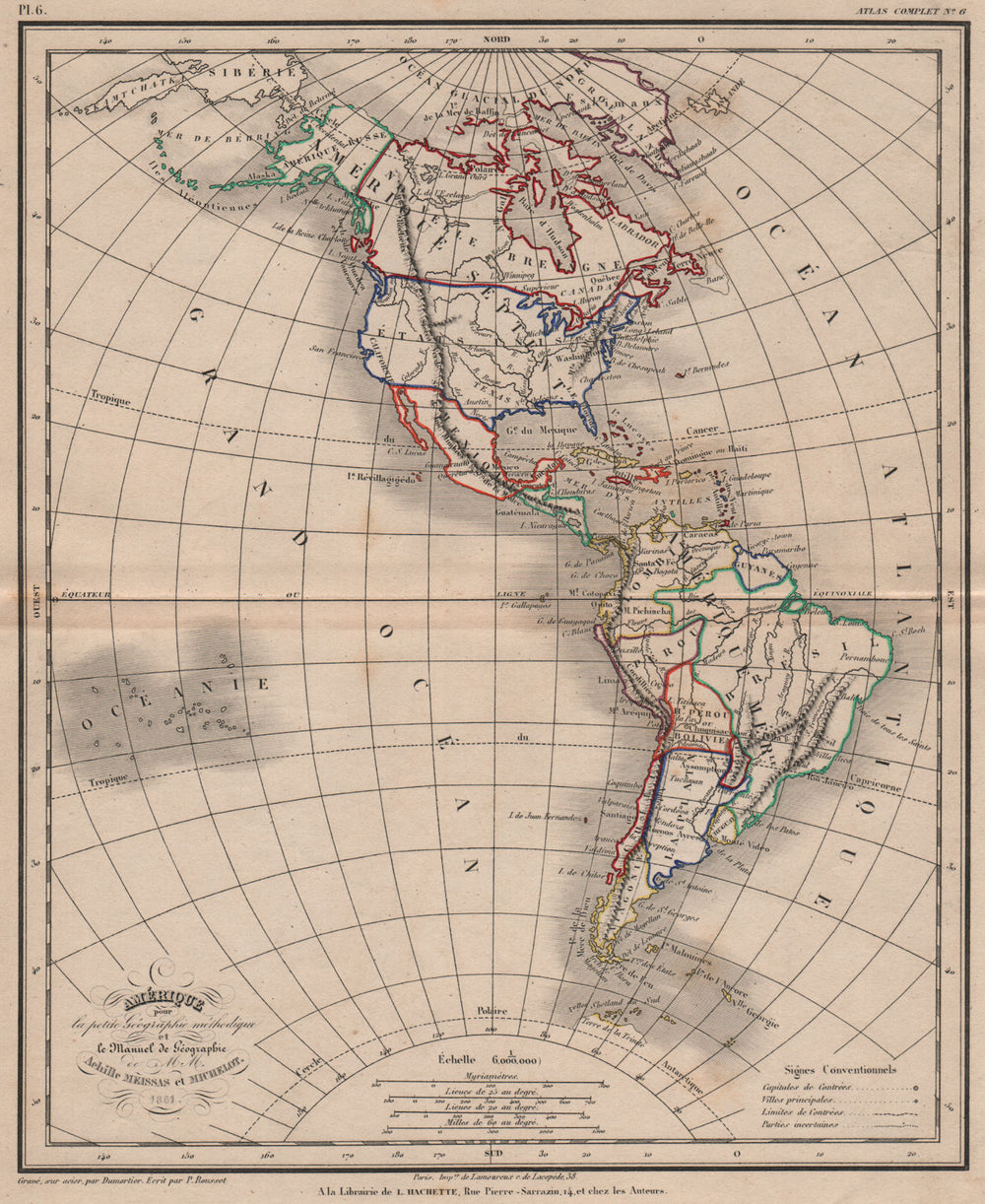 'Amerique' by Meissas & Michelot. Americas. Bolivia with Litoral 1861 old map