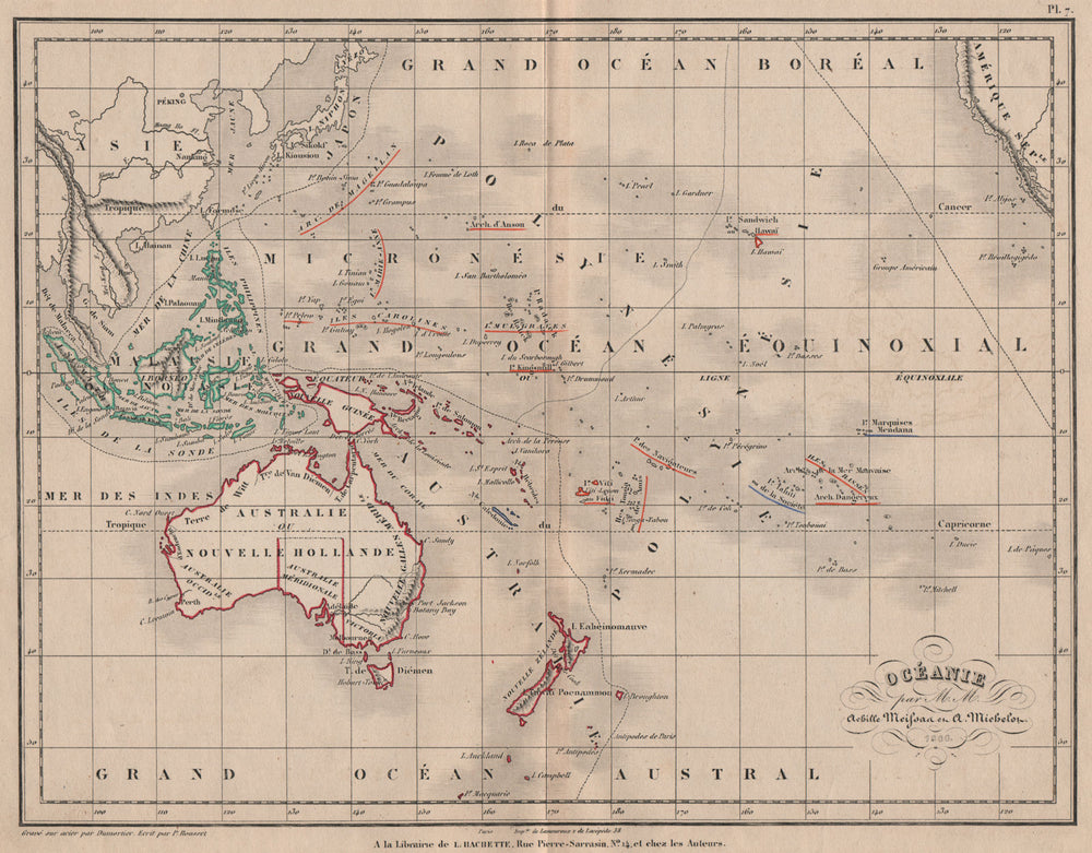 'Océanie' by Meissas & Michelot. Oceania Australasia Pacific Ocean 1861 map