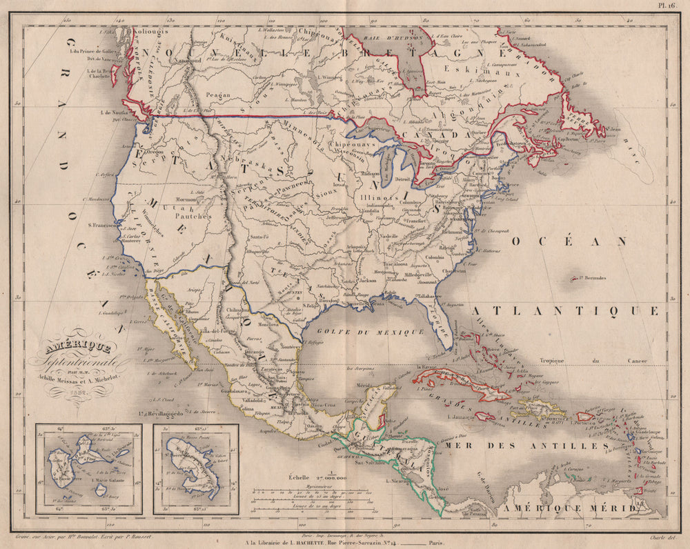 'Amérique Septentrionale'. Meissas & Michelot. Shows Texas Republic 1861 map