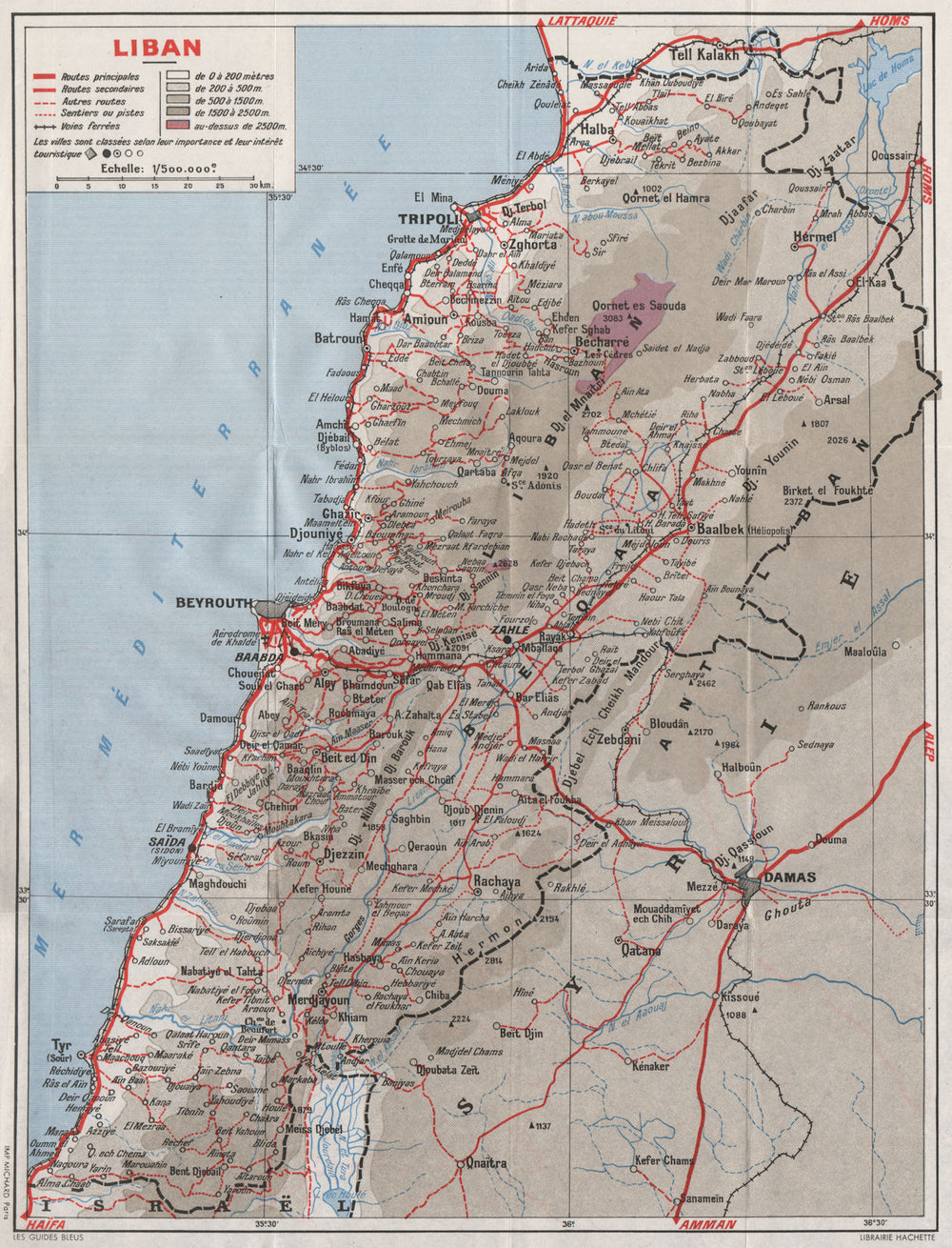 LEBANON vintage touring map 1956 old vintage plan chart