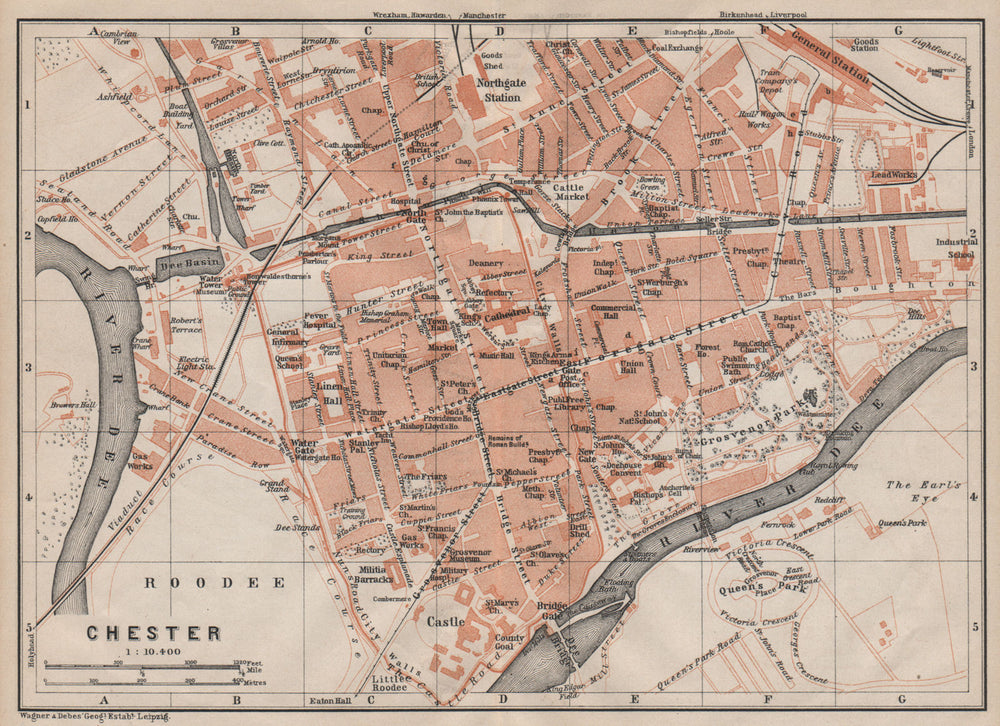 CHESTER town city plan. Grosvenor Precinct Handbridge. Cheshire 1906 old map