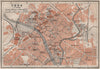 YORK antique town city centre plan. Yorkshire. BAEDEKER 1906 old map