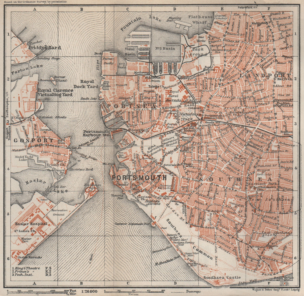 PORTSMOUTH town city plan. Landport Southsea Gosport Portsea Hampshire 1927 map