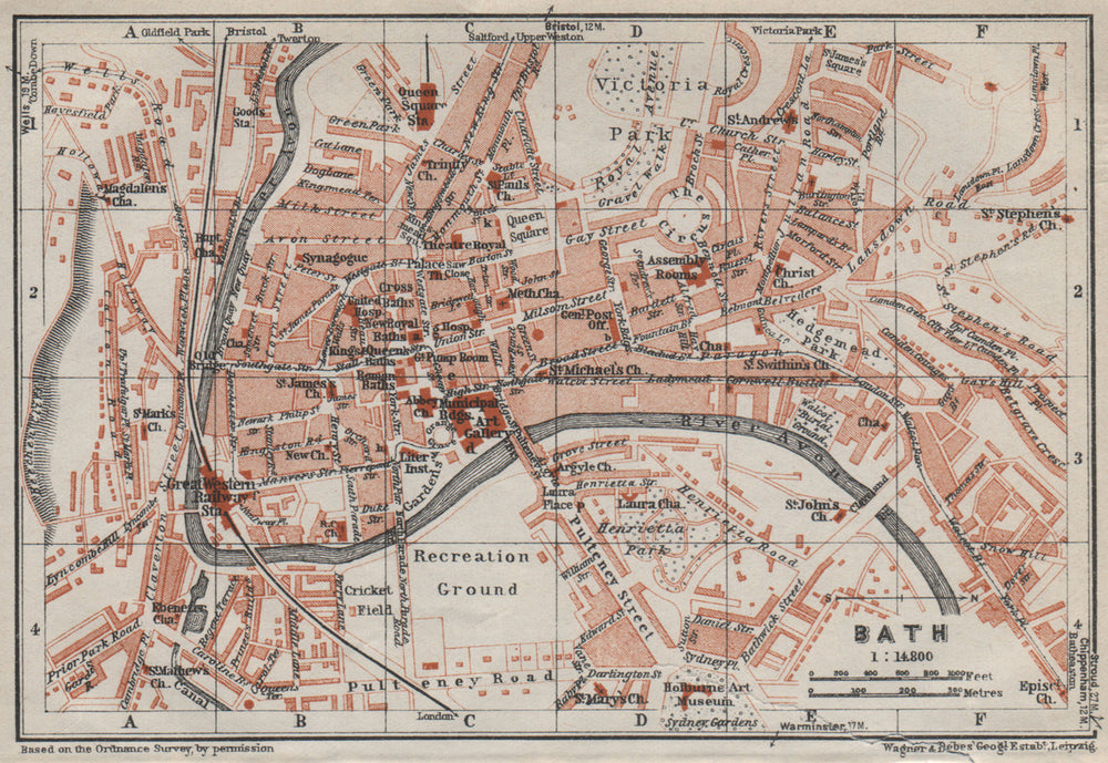 BATH town city plan. Circus Pulteney Bridge Royal Crescent. Somerset 1927 map