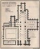 CHESTER CATHEDRAL floor plan. Cheshire. BAEDEKER 1927 old vintage map chart
