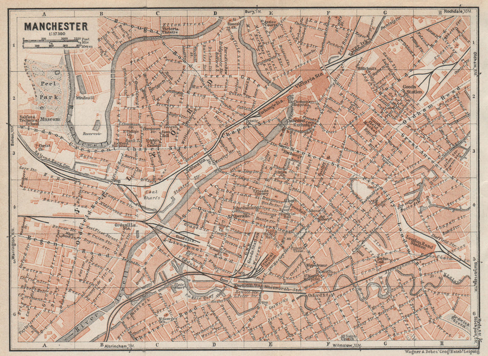 MANCHESTER town city plan. Salford Deansgate Northern Quarter Canal St 1927 map