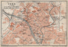 YORK antique town city centre plan. Yorkshire. BAEDEKER 1927 old map