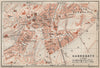 HARROGATE antique town city map plan. Yorkshire. BAEDEKER 1927 old