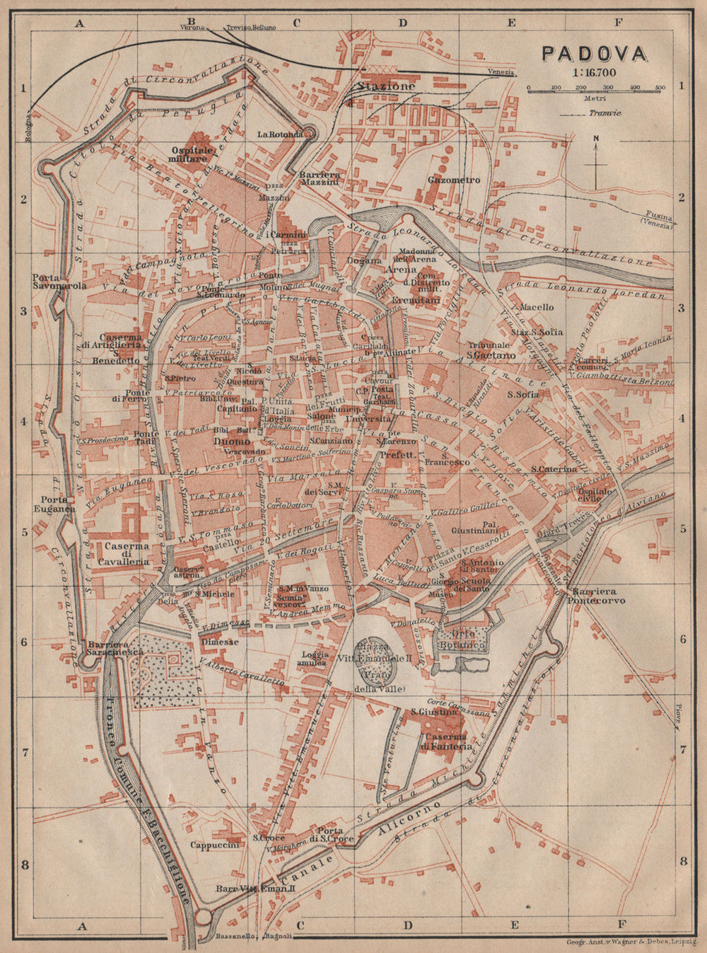 PADOVA PADUA antique town city plan piano urbanistico. Italy mappa 1903