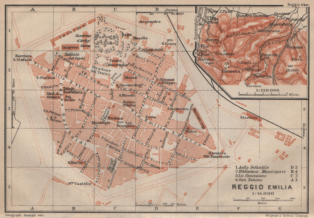 REGGIO NELL'EMILIA town city plan & environs/contorni. Italy mappa 1903