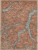 LAKES OF/Lago di COMO, LUGANO & LECCO. Bellinzona mappa. BAEDEKER 1906 old