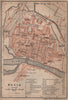 PAVIA antique town city plan piano urbanistico. Italy mappa. BAEDEKER 1906