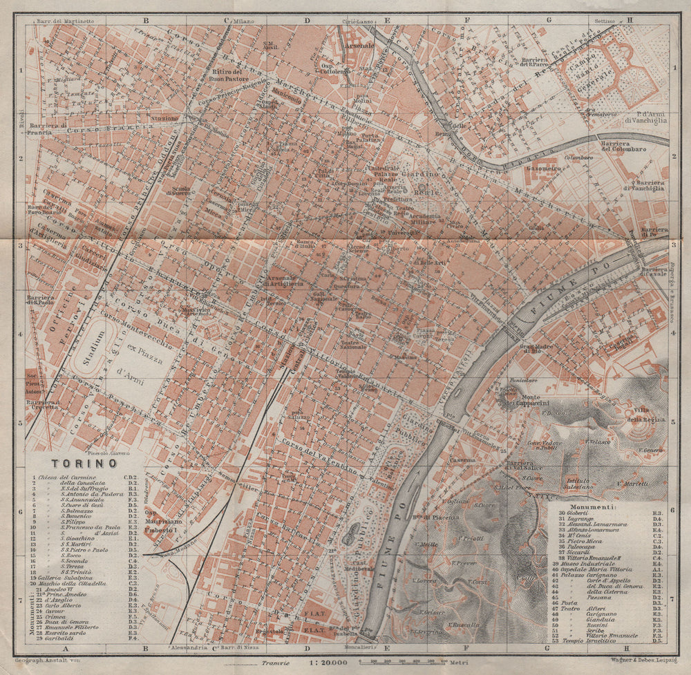 TORINO TURIN antique town city plan piano urbanistico. Italy mappa 1913