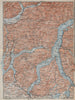 LAKES OF/Lago di COMO, LUGANO & LECCO. Bellinzona mappa. BAEDEKER 1913 old