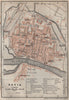 PAVIA antique town city plan piano urbanistico. Italy mappa. BAEDEKER 1913