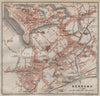 BERGAMO antique town city plan. Italy. Citta Bassa. Citta Alta mappa 1913