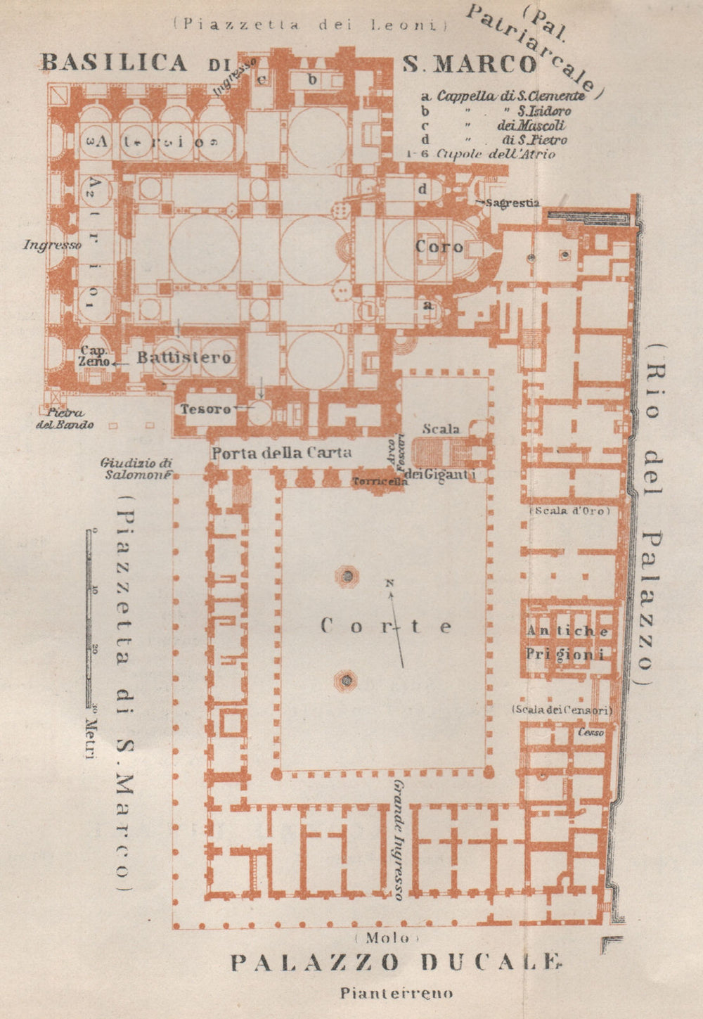St Mark's BASILICA SAN MARCO. PALAZZO DUCALE Doge's palace plan Venice 1913 map