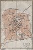 UDINE antique town city plan piano urbanistico. Italy mappa. BAEDEKER 1913