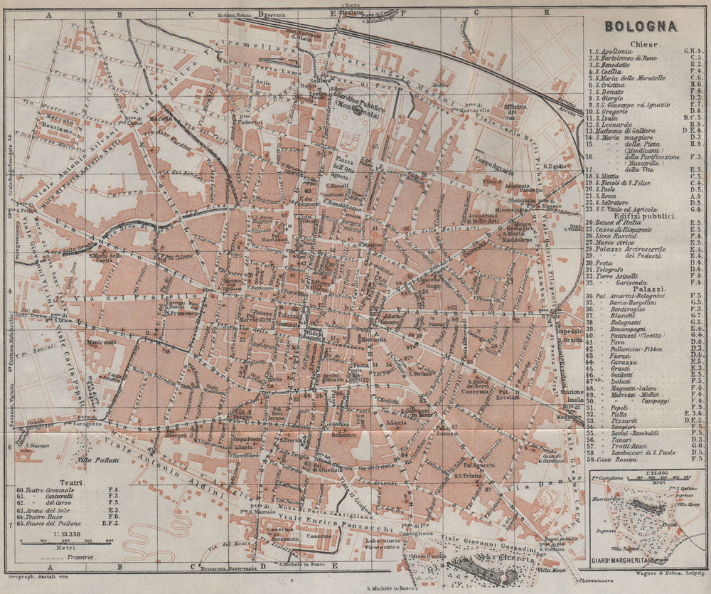 BOLOGNA antique town city plan piano urbanistico. Italy mappa 1913 old