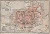 LUCCA antique town city plan piano urbanistico. Italy mappa. BAEDEKER 1913